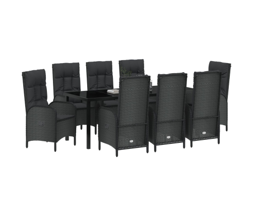 Set de Comedor de Jardín  de 9 Piezas Negro Poliratán