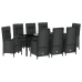 Set de Comedor de Jardín  de 9 Piezas Negro Poliratán