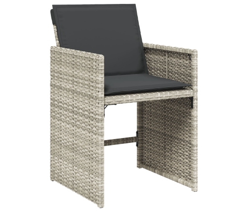 Set de Comedor de Jardín de 5 Piezas  con Cojines Gris Claro Poliratán