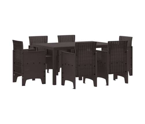 Juego de Comedor de Jardín de 7 Piezas Marrón Poliratan