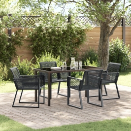 Juego de Comedor de Jardín  de 5 Piezas Ratán Negro