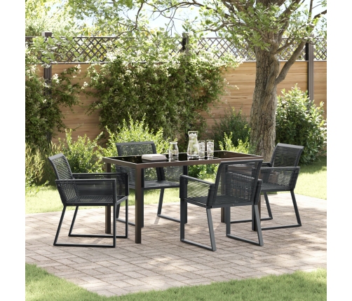 Juego de Comedor de Jardín  de 5 Piezas Ratán Negro