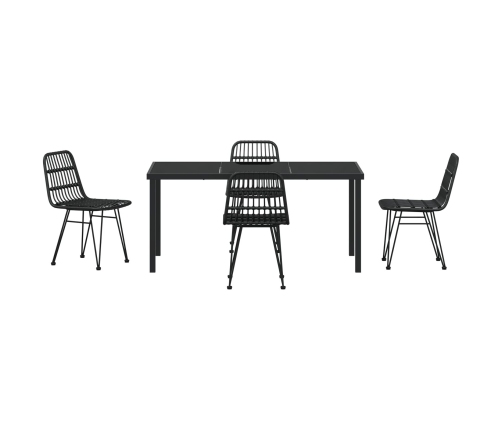 Juego de 5 Sillas de Comedor de Jardín Negras de Poliratán