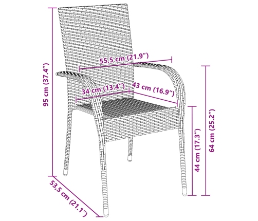 Juego de Comedor de Jardín de 3 Piezas Marrón Poliratán