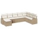 Conjunto de Sofá de Jardín  Juego de 8 Beige Ratán, Poliéster