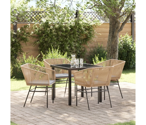 Set de 3 Marrón PE Rattan Mediano Silla de Jardín Cuadrada
