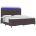 Cama con muelles  con colchón y luces LED Marrón oscuro 200x200 cm Tela