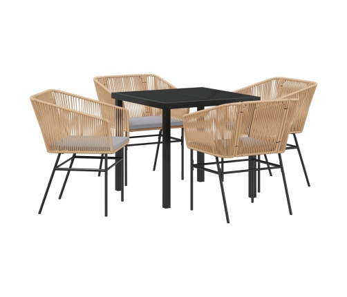 Set de 3 Marrón PE Rattan Mediano Silla de Jardín Cuadrada