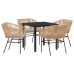 Set de 3 Marrón PE Rattan Mediano Silla de Jardín Cuadrada