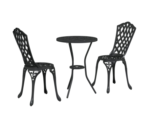 Set de Bistro de Jardín de 3 Piezas  en Negro de Aluminio Fundido
