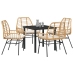 Conjunto de Comedor de Jardín de 5 Piezas con Cojines Marrón Polirratán
