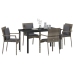 Juego de Comedor de Jardín  de 5 piezas con cojines Gris Poliratán
