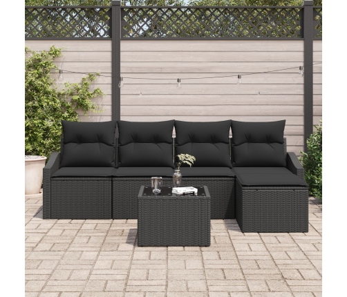 Conjunto de Sofás de Jardín  Set de 6 Negro