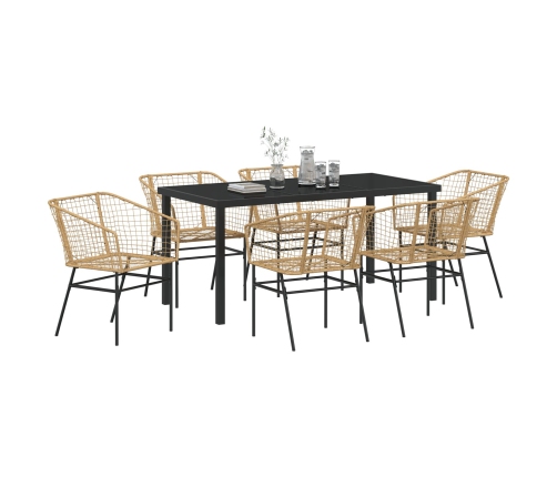 Set de Comedor de Jardín  de 7 Piezas Marrón Poliratán