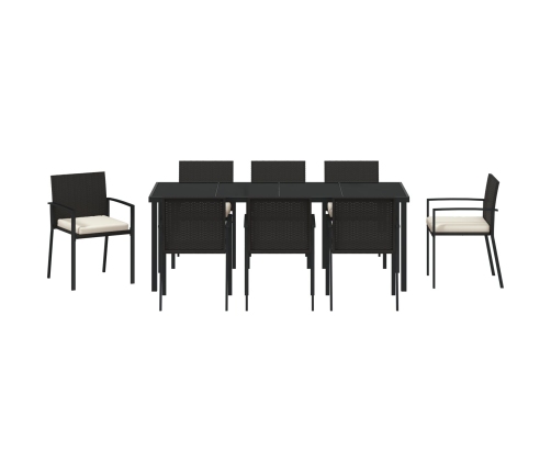 Conjunto de Comedor de Jardín de 9 Piezas  Negro Poliratán