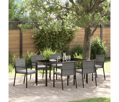 Conjunto de Comedor de Jardín de 7 Piezas Gris Poliratán