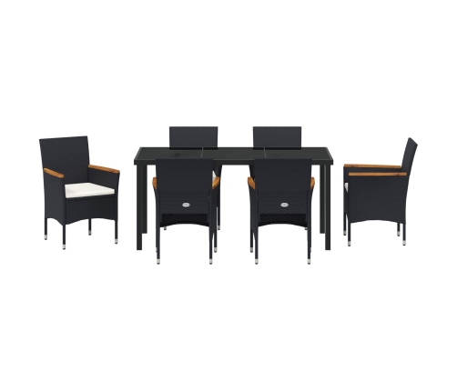 Juego de Comedor de Jardín de 7 Piezas Negro Poliratán