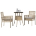 Juego de Comedor de Jardín Set de 3 Beige Mimbre, Vidrio Duradero