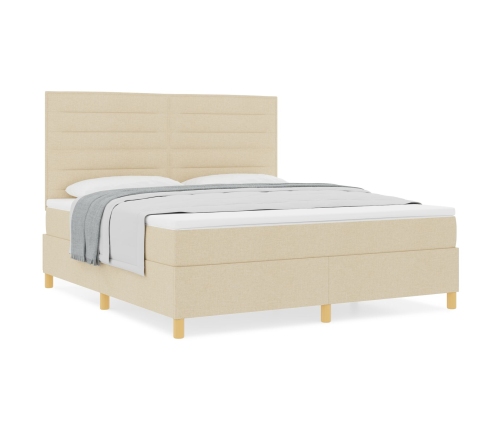 Cama Box Spring  con Colchón Crema Super King Tela