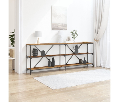 mesa consola  de madera vieja 200x30x75 cm en madera compuesta y acero