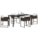 Set de Comedor de Jardín de 5 Piezas con Cojines Marrón Ratán Polímero