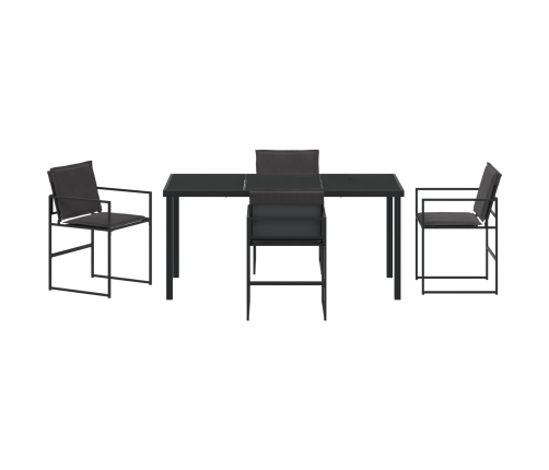Conjunto de Comedor de Jardín de 5 Piezas con Cojines Negro Textileno y Acero