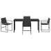 Conjunto de Comedor de Jardín de 5 Piezas con Cojines Negro Textileno y Acero
