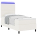Cama con somier y colchón LED crema 90x200 cm tela de corduroy