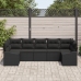 Conjunto de Sofá de Jardín  Set de 7 Negro Ratán y Poliéster