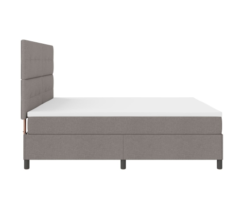 Cama con somier y colchón y LED Taupe 200x200 cm Tela