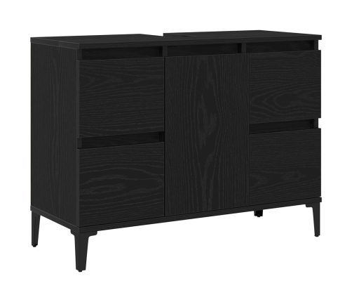 Gabinete para lavabo de baño  negro roble 80x33x60 cm de madera