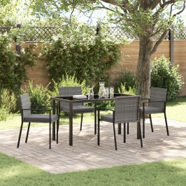 Set de Comedor de Jardín de 5 Piezas Gris Poliratán