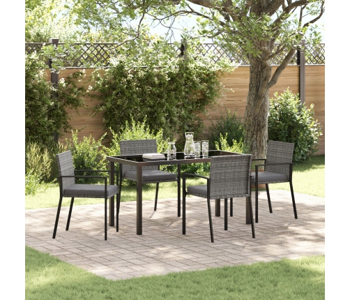 Set de Comedor de Jardín de 5 Piezas Gris Poliratán