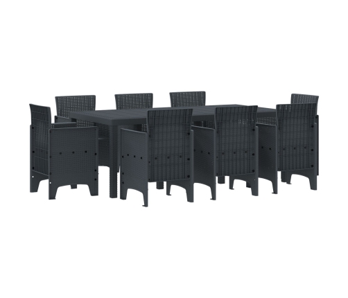 Conjunto de Comedor de Jardín de 9 Piezas Antracita Polipropileno