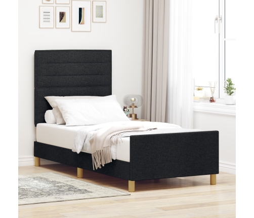 Estructura de cama de tela negra  90x190 cm