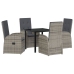 Set de Comedor de Jardín de 5 Piezas  con Cojines Ratán Poliéster Gris