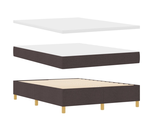 Cama con base de resortes  con colchón y banco marrón oscuro 160x200 cm tela