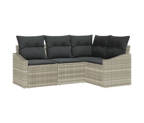 Juego de Sofá de Jardín Set de 4 Beige, Negro Ratán