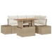 Conjunto de Comedor de Jardín de 5 Piezas con Cojines Beige Ratán Poliéster Acacia