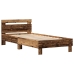 Estructura de Cama  con Luces LED Madera Vieja 75x190 cm Madera de Ingeniería