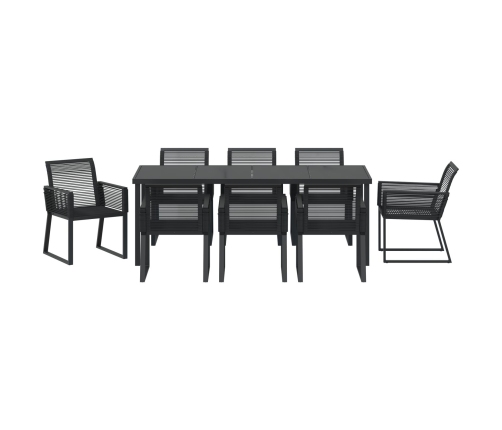 Conjunto de Comedor de Jardín  de 9 Piezas Negro Poliratán