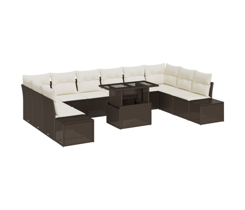 Conjunto de Sofá de Jardín  Set de 11 Beige y Marrón Oscuro