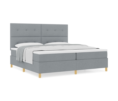 Cama Box Spring con Colchón  Gris Claro 200x200 cm Tela