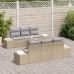 Conjunto de Sofá de Jardín  de 7 Piezas con Cojines Beige Poliratán Acacia