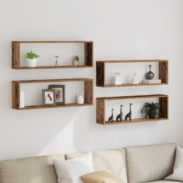 Estanterías de pared  4 pcs Madera antigua 80x15x26 cm Madera trabajada