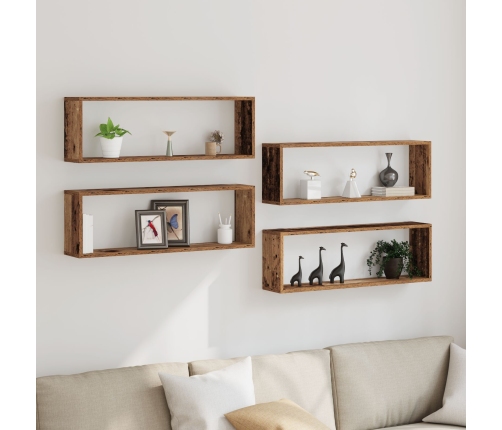 Estanterías de pared  4 pcs Madera antigua 80x15x26 cm Madera trabajada