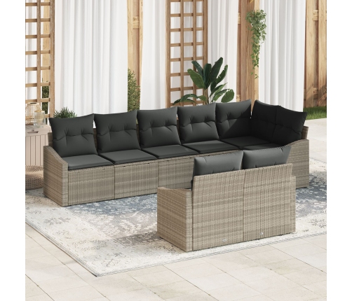 Conjunto de Sofá de Jardín 8 Piezas Gris Ratán