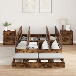 Estructura de Cama con Almacenamiento  Roble ahumado Madera elaborada