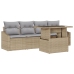 Juego de Sofá de Jardín Set de 5 Beige, Gris Ratán, Poliéster