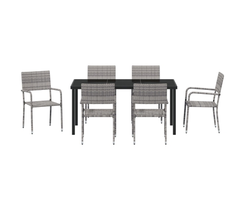Juego de 7 Comedor de Jardín Gris Poliratán